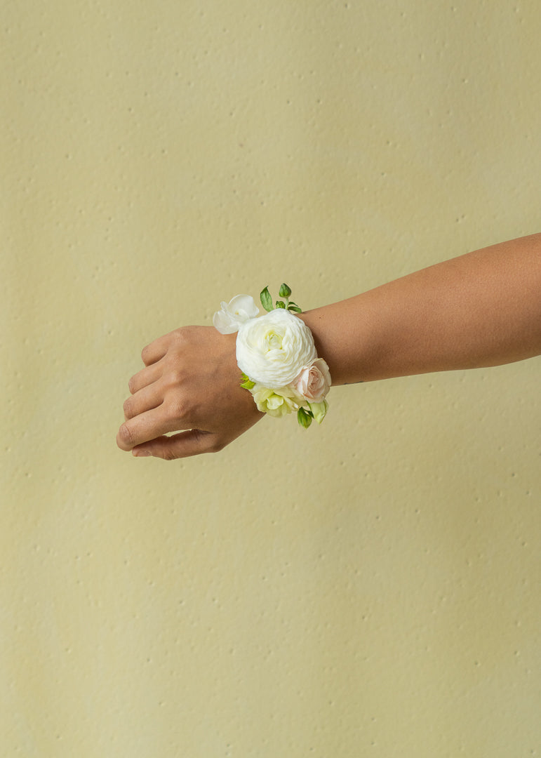 prom corsage for yellow dress Yellow Rose Prom Corsage & Boutonniere Set: Gold Chiffon Ribbon