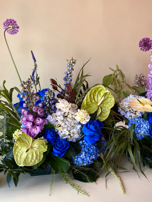Electric blue event florals for Spotify by JJ's Flower Shop